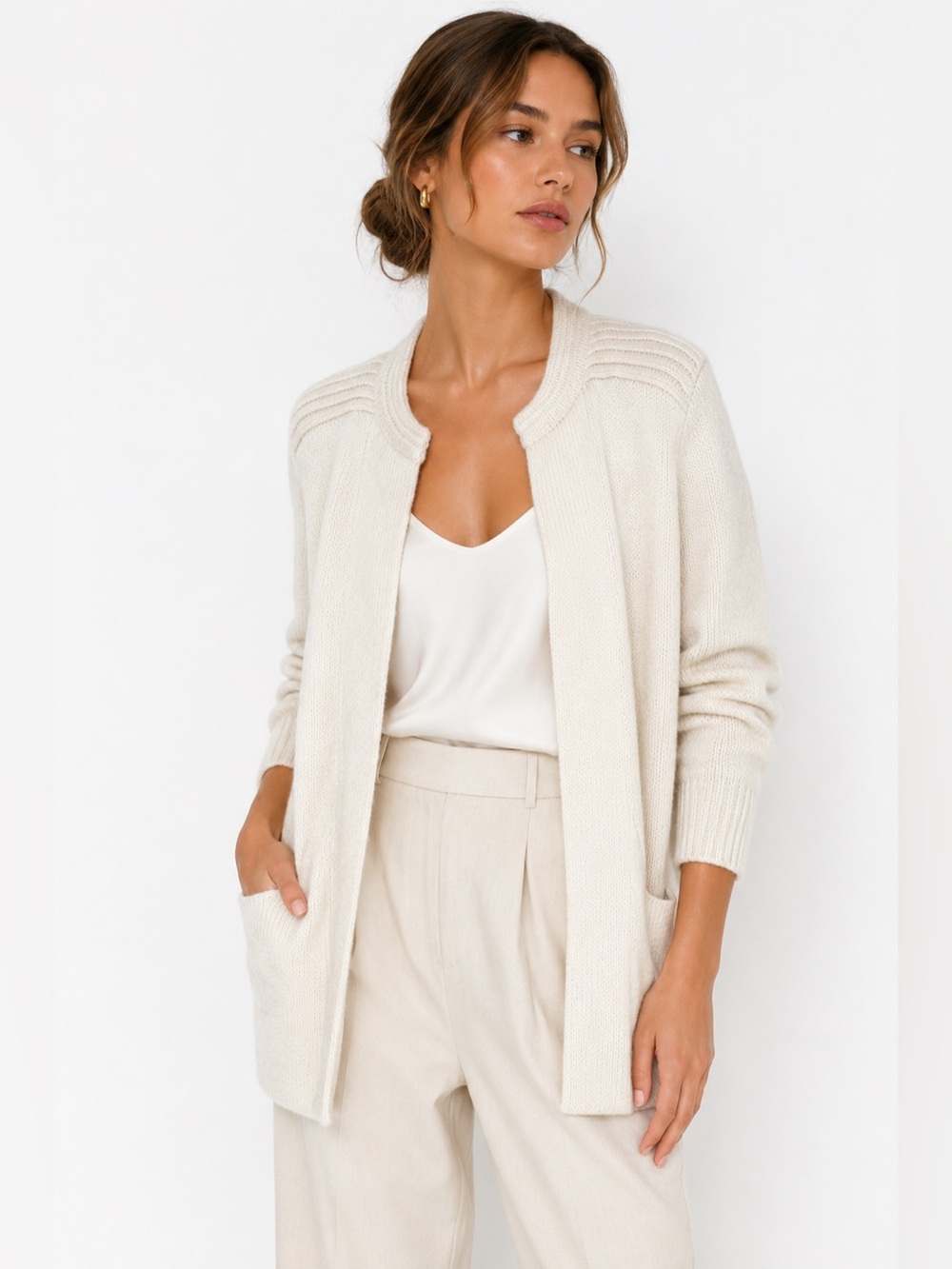 Simply Natural Cream Alpaca Open Cardigan Minimalist Old Money Heritage Peruvian